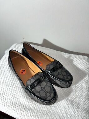 Coach  Black Signature Logo Slip-On Loafers Sz 9.5